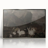 Dark Moody Wall Art | Serene Rabbit Gathering | Moody Animal Prints