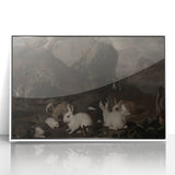 Dark Moody Wall Art | Serene Rabbit Gathering | Moody Animal Prints