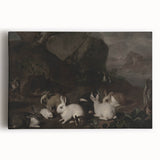 Dark Moody Wall Art | Serene Rabbit Gathering | Moody Animal Prints