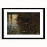 Dark Moody Wall Art | Reflections on Water with Lush Foliage | Nature Art