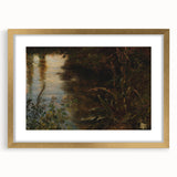 Dark Moody Wall Art | Reflections on Water with Lush Foliage | Nature Art
