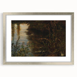 Dark Moody Wall Art | Reflections on Water with Lush Foliage | Nature Art