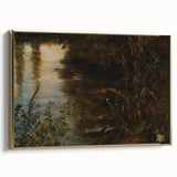 Dark Moody Wall Art | Reflections on Water with Lush Foliage | Nature Art