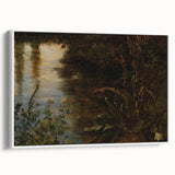 Dark Moody Wall Art | Reflections on Water with Lush Foliage | Nature Art