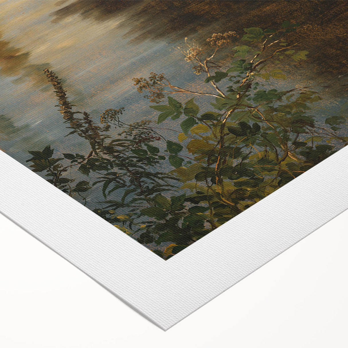 Dark Moody Wall Art | Reflections on Water with Lush Foliage | Nature Art