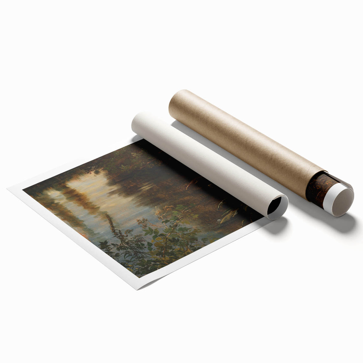 Dark Moody Wall Art | Reflections on Water with Lush Foliage | Nature Art