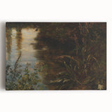Dark Moody Wall Art | Reflections on Water with Lush Foliage | Nature Art