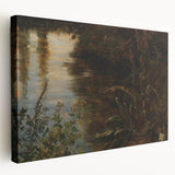 Dark Moody Wall Art | Reflections on Water with Lush Foliage | Nature Art