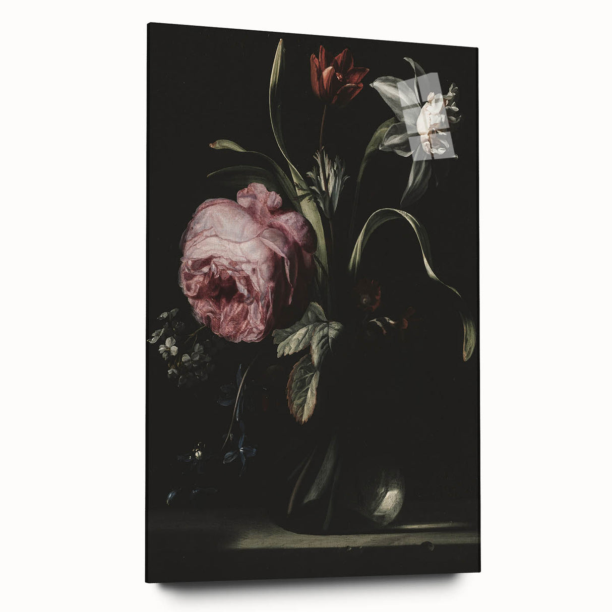 Dark Moody Floral Art - Elegant Flower Arrangement with Rich Lighting