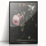 Dark Moody Floral Art - Elegant Flower Arrangement with Rich Lighting