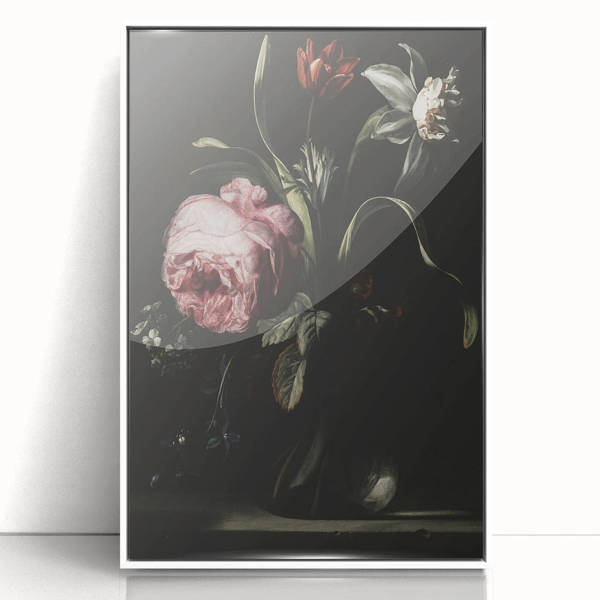 Dark Moody Floral Art - Elegant Flower Arrangement with Rich Lighting