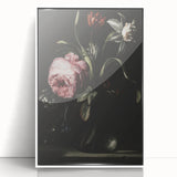 Dark Moody Floral Art - Elegant Flower Arrangement with Rich Lighting