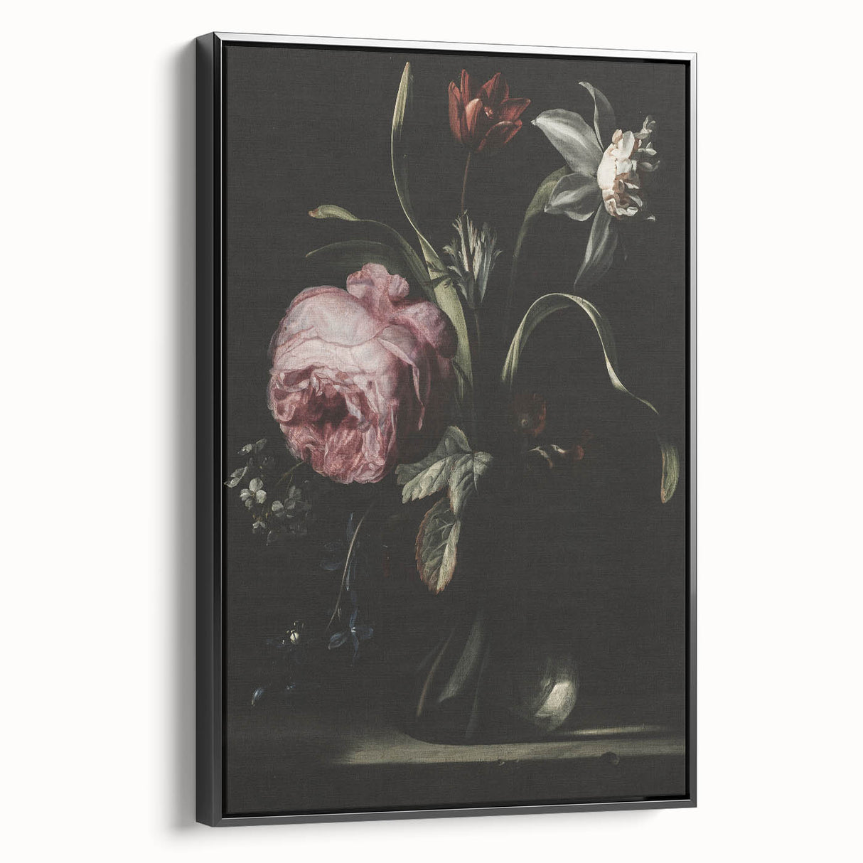 Dark Moody Floral Art - Elegant Flower Arrangement with Rich Lighting