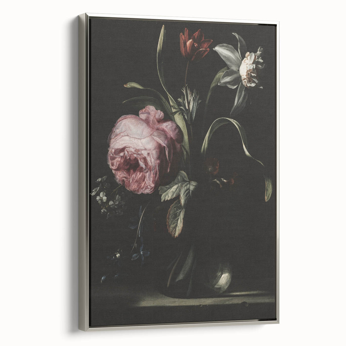 Dark Moody Floral Art - Elegant Flower Arrangement with Rich Lighting