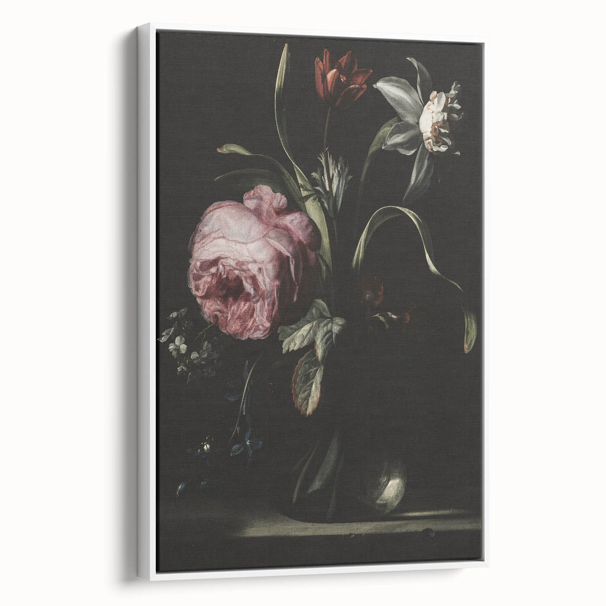 Dark Moody Floral Art - Elegant Flower Arrangement with Rich Lighting
