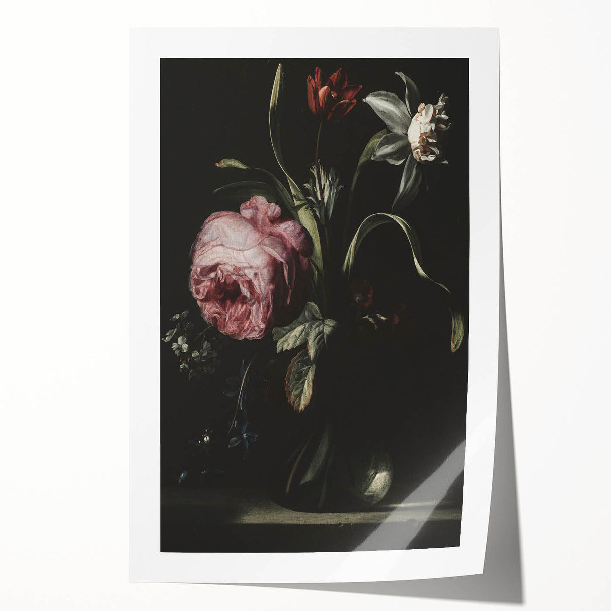 Dark Moody Floral Art - Elegant Flower Arrangement with Rich Lighting