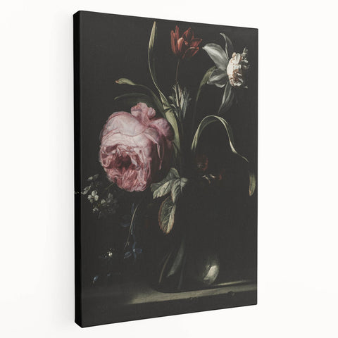 Dark Moody Floral Art - Elegant Flower Arrangement with Rich Lighting