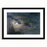 Dark Moody Wall Art - Atmospheric Moonlit Sky for Dramatic Interiors
