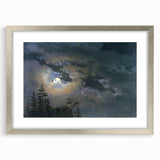 Dark Moody Wall Art - Atmospheric Moonlit Sky for Dramatic Interiors