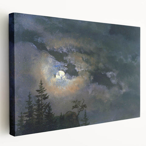 Dark Moody Wall Art - Atmospheric Moonlit Sky for Dramatic Interiors