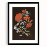 Dark Moody Wall Art - Vibrant Red Floral with Butterfly and Dragonfly