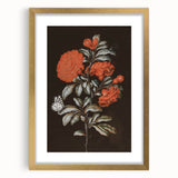 Dark Moody Wall Art - Vibrant Red Floral with Butterfly and Dragonfly