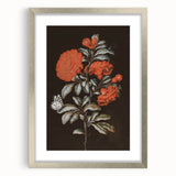 Dark Moody Wall Art - Vibrant Red Floral with Butterfly and Dragonfly