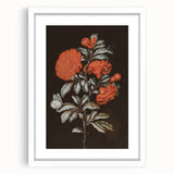 Dark Moody Wall Art - Vibrant Red Floral with Butterfly and Dragonfly