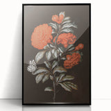Dark Moody Wall Art - Vibrant Red Floral with Butterfly and Dragonfly