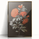 Dark Moody Wall Art - Vibrant Red Floral with Butterfly and Dragonfly