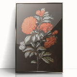 Dark Moody Wall Art - Vibrant Red Floral with Butterfly and Dragonfly