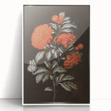 Dark Moody Wall Art - Vibrant Red Floral with Butterfly and Dragonfly
