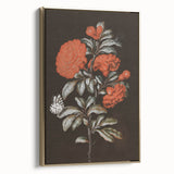 Dark Moody Wall Art - Vibrant Red Floral with Butterfly and Dragonfly