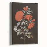Dark Moody Wall Art - Vibrant Red Floral with Butterfly and Dragonfly