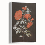 Dark Moody Wall Art - Vibrant Red Floral with Butterfly and Dragonfly