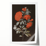 Dark Moody Wall Art - Vibrant Red Floral with Butterfly and Dragonfly
