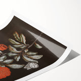 Dark Moody Wall Art - Vibrant Red Floral with Butterfly and Dragonfly