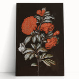 Dark Moody Wall Art - Vibrant Red Floral with Butterfly and Dragonfly