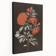Dark Moody Wall Art - Vibrant Red Floral with Butterfly and Dragonfly