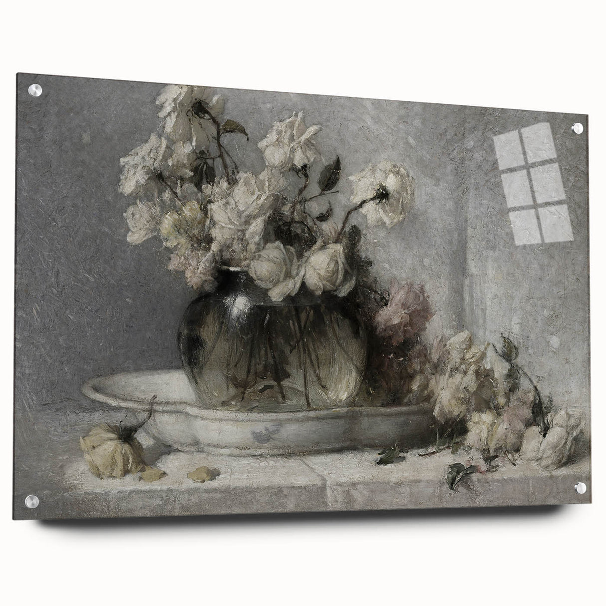Dark Moody Floral Still Life Art - Timeless Elegance for Interior Decor