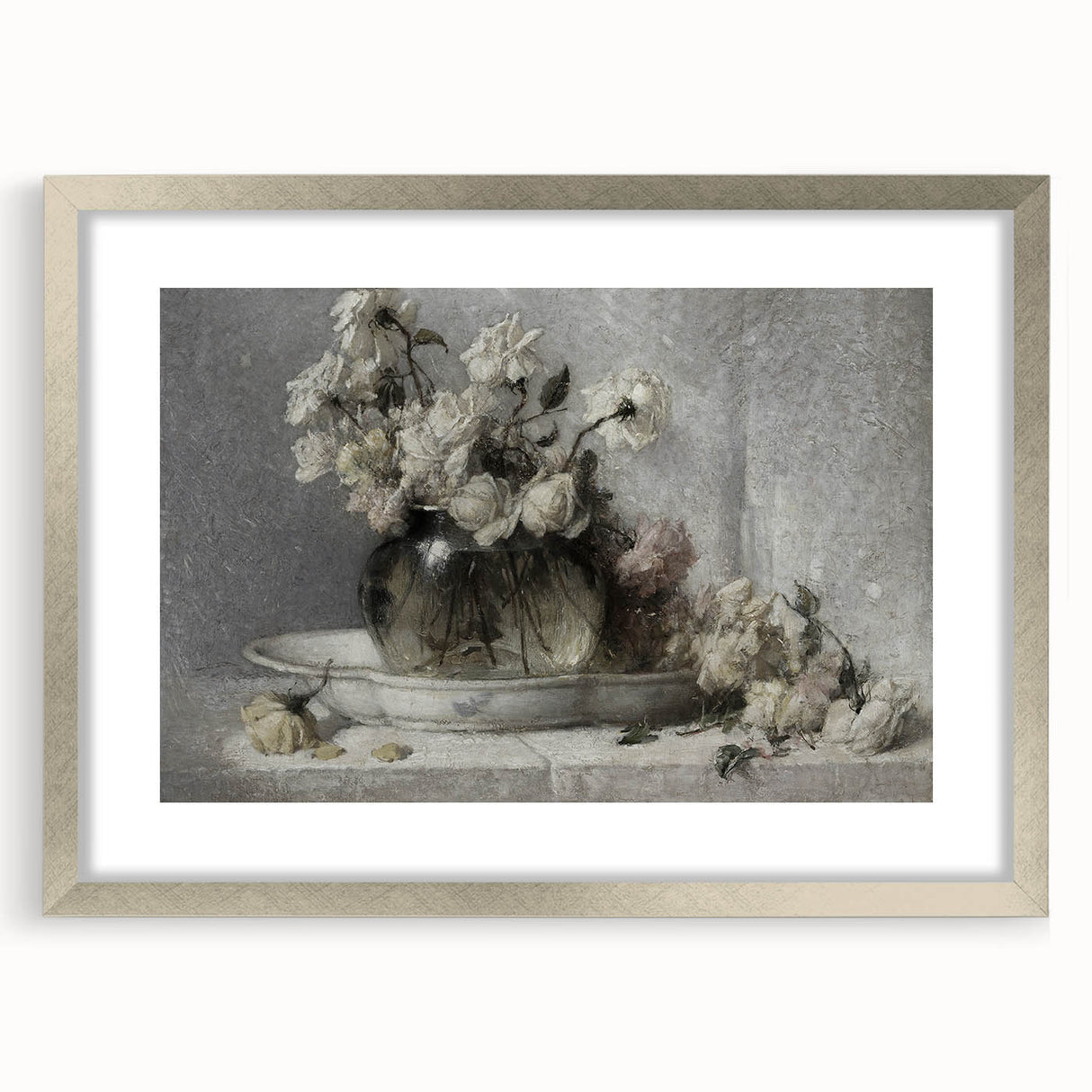 Dark Moody Floral Still Life Art - Timeless Elegance for Interior Decor