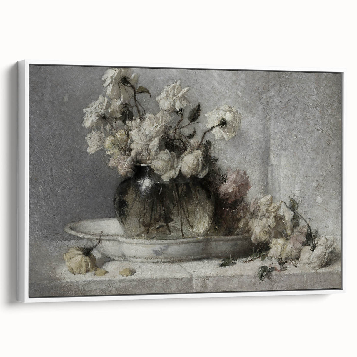 Dark Moody Floral Still Life Art - Timeless Elegance for Interior Decor