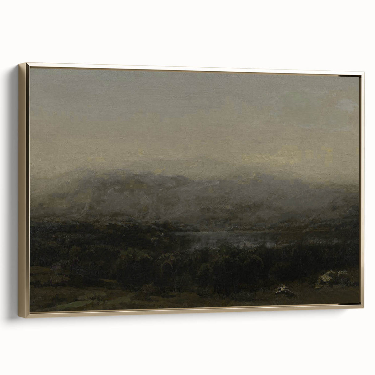 Dark Moody Landscape Art - Serene Atmospheric Hills for Timeless Decor