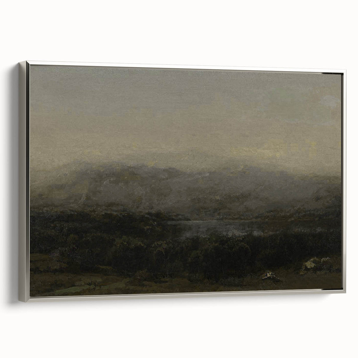 Dark Moody Landscape Art - Serene Atmospheric Hills for Timeless Decor