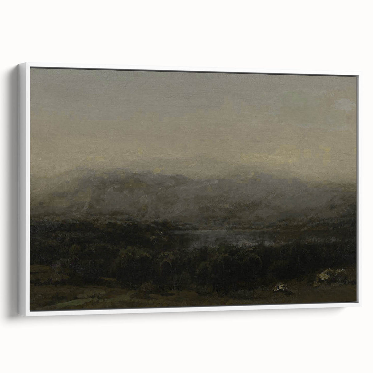 Dark Moody Landscape Art - Serene Atmospheric Hills for Timeless Decor