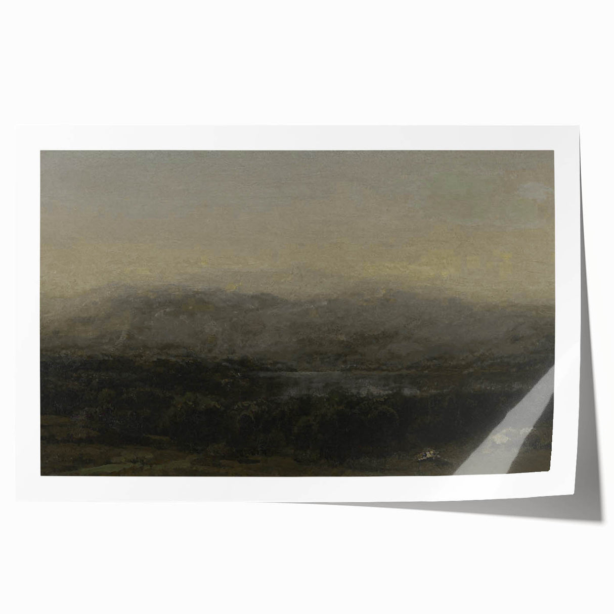 Dark Moody Landscape Art - Serene Atmospheric Hills for Timeless Decor