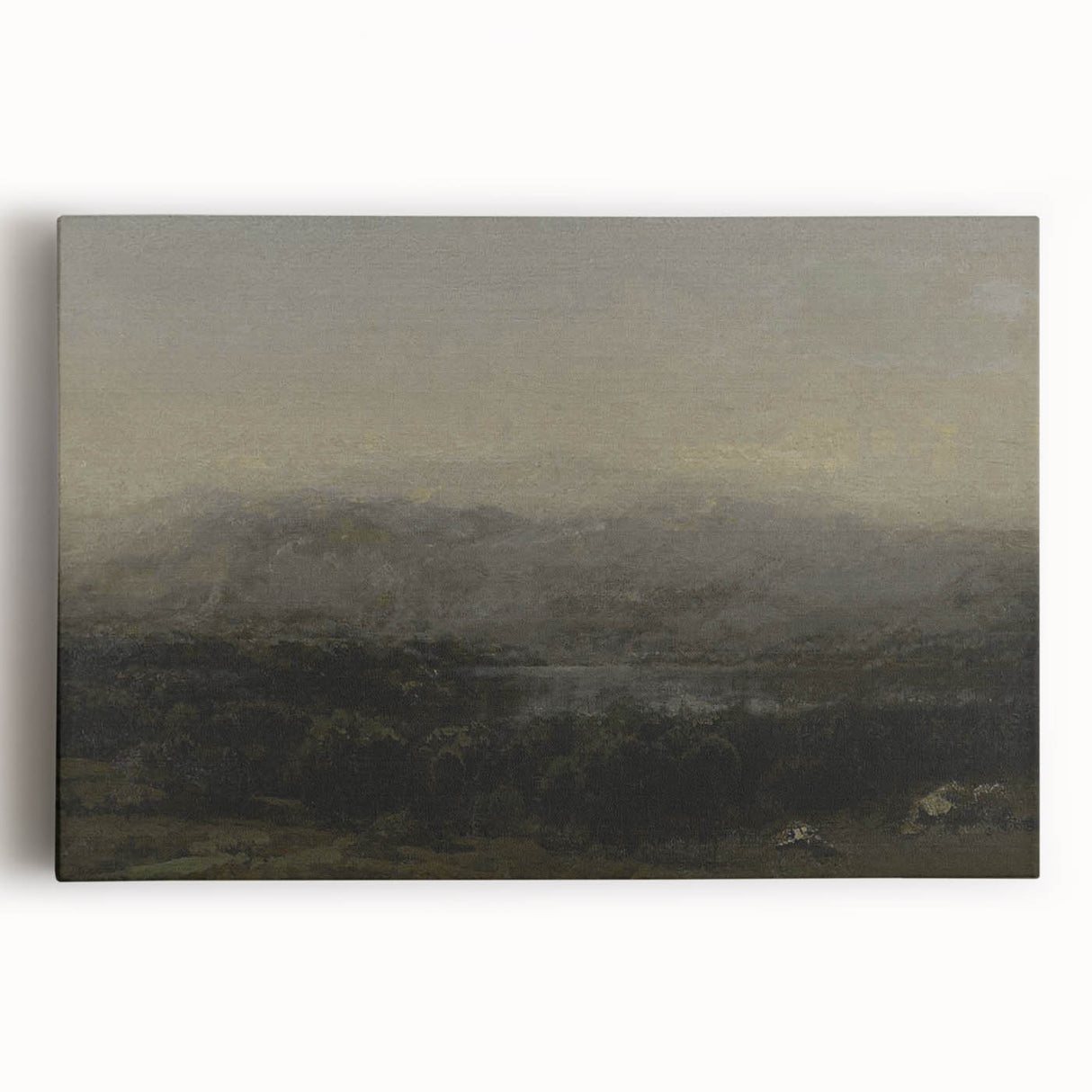 Dark Moody Landscape Art - Serene Atmospheric Hills for Timeless Decor