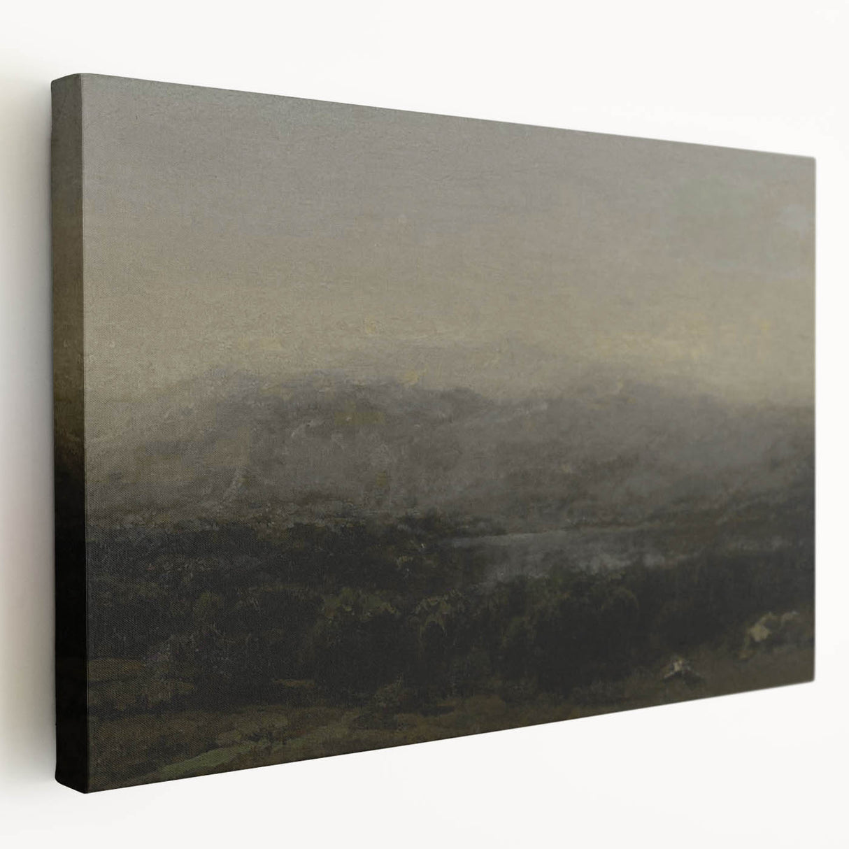 Dark Moody Landscape Art - Serene Atmospheric Hills for Timeless Decor