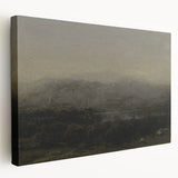 Dark Moody Landscape Art - Serene Atmospheric Hills for Timeless Decor