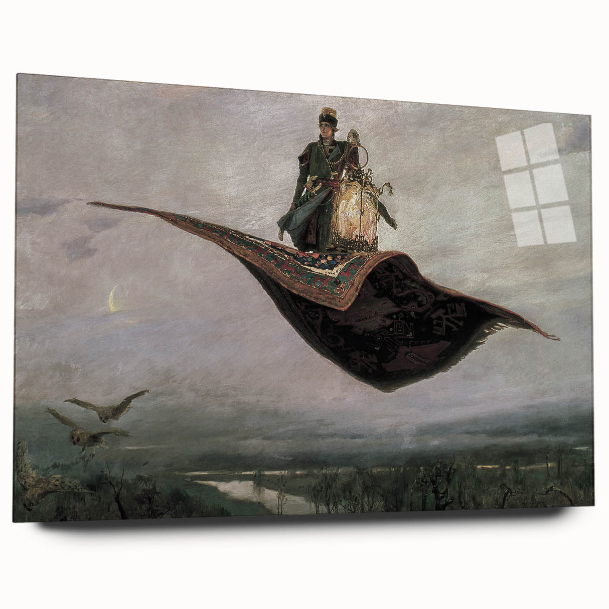 Dark Moody Fantasy Art - Enchanting Flying Carpet Scene for Home Decor